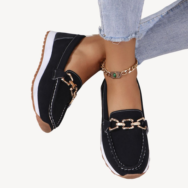 Orthopedic Suede Loafers Women Chain | Loravelle