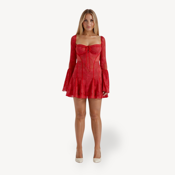 Women's Long Sleeve Lace Mini Dress | Loravell
