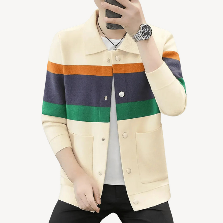 Striped Wool Cardigan for Men | Loravelle