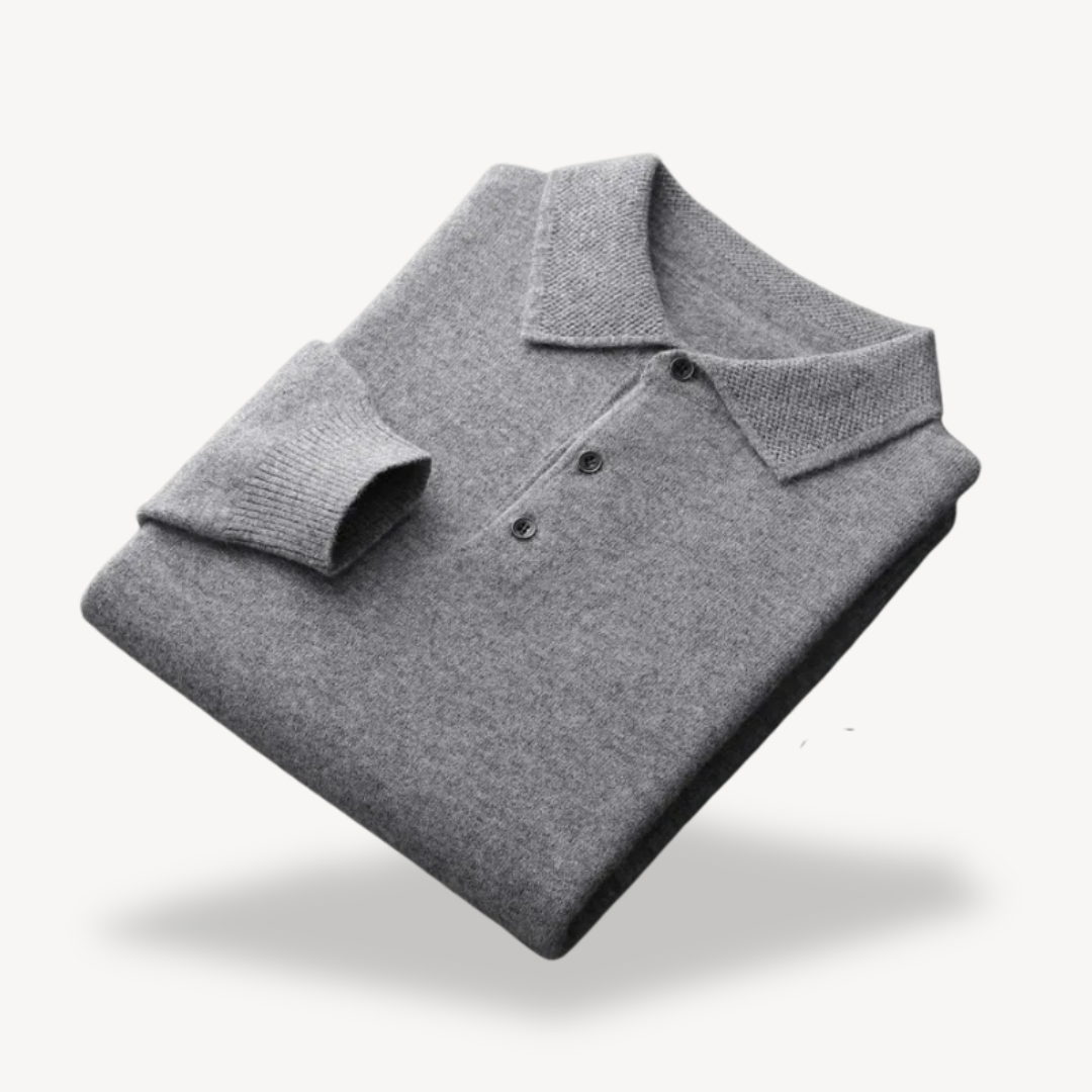Long Sleeve Knit Polo Sweater Men | Loravelle