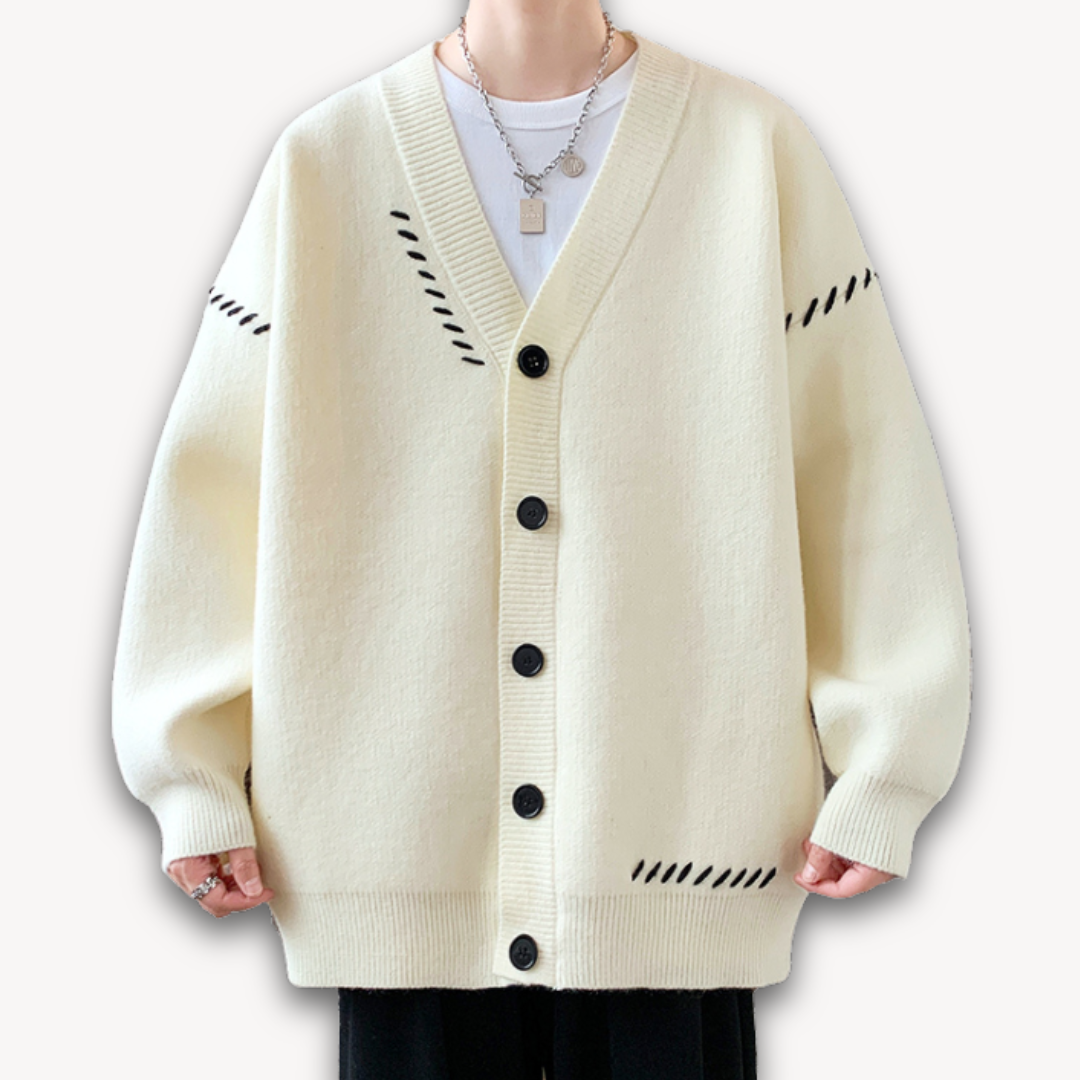 Loravelle | Men's Knitted Cardigan Sweater - Button-Up, Soft Wool Blend, Casual Winter Wear