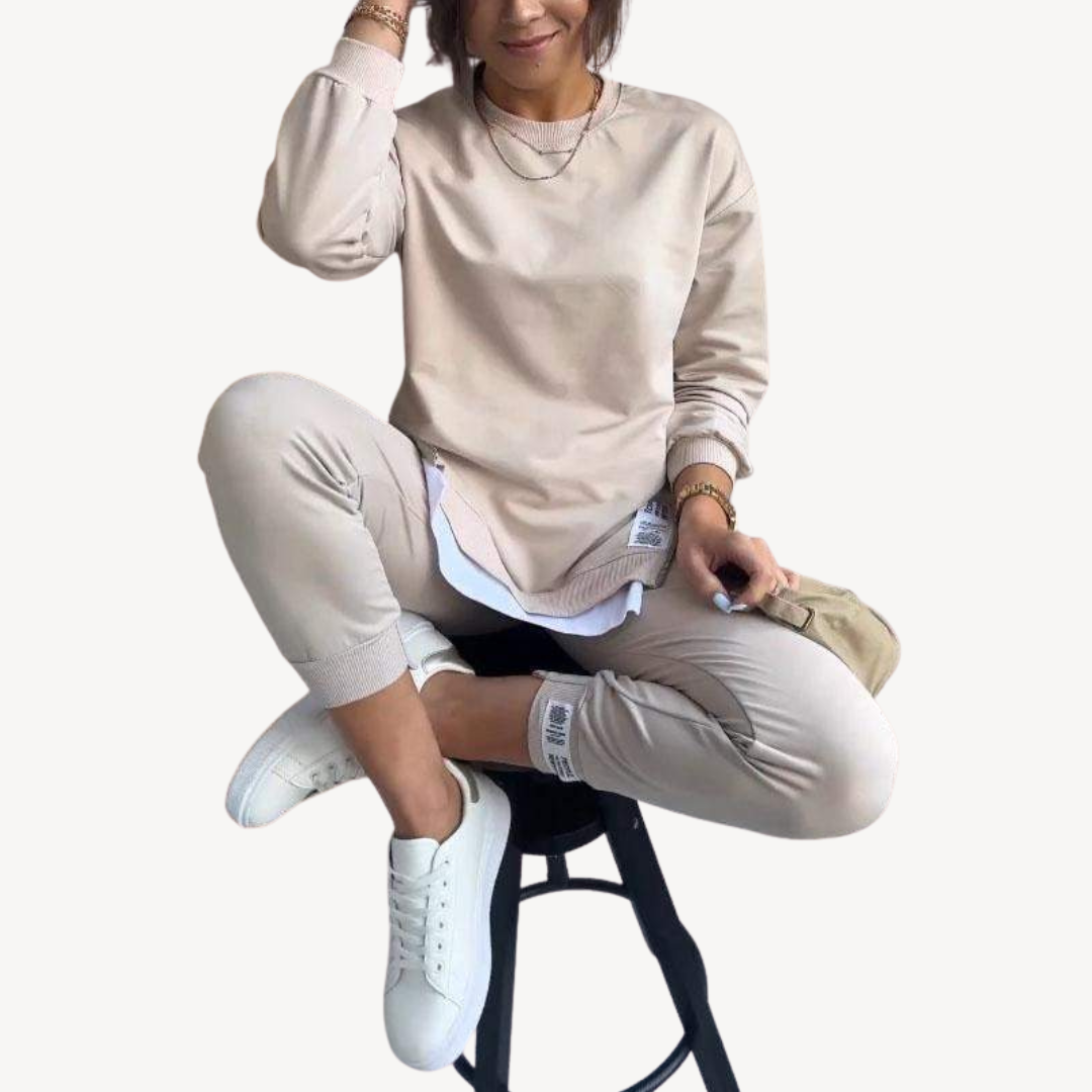Women's Sweatshirt & Jogger Set Cotton Two-Piece Outfit | Loravelle