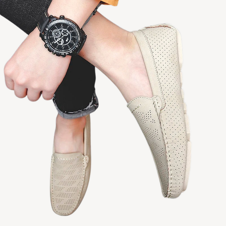 Men's Perforated Loafers – Slip-On Shoes | Loravelle