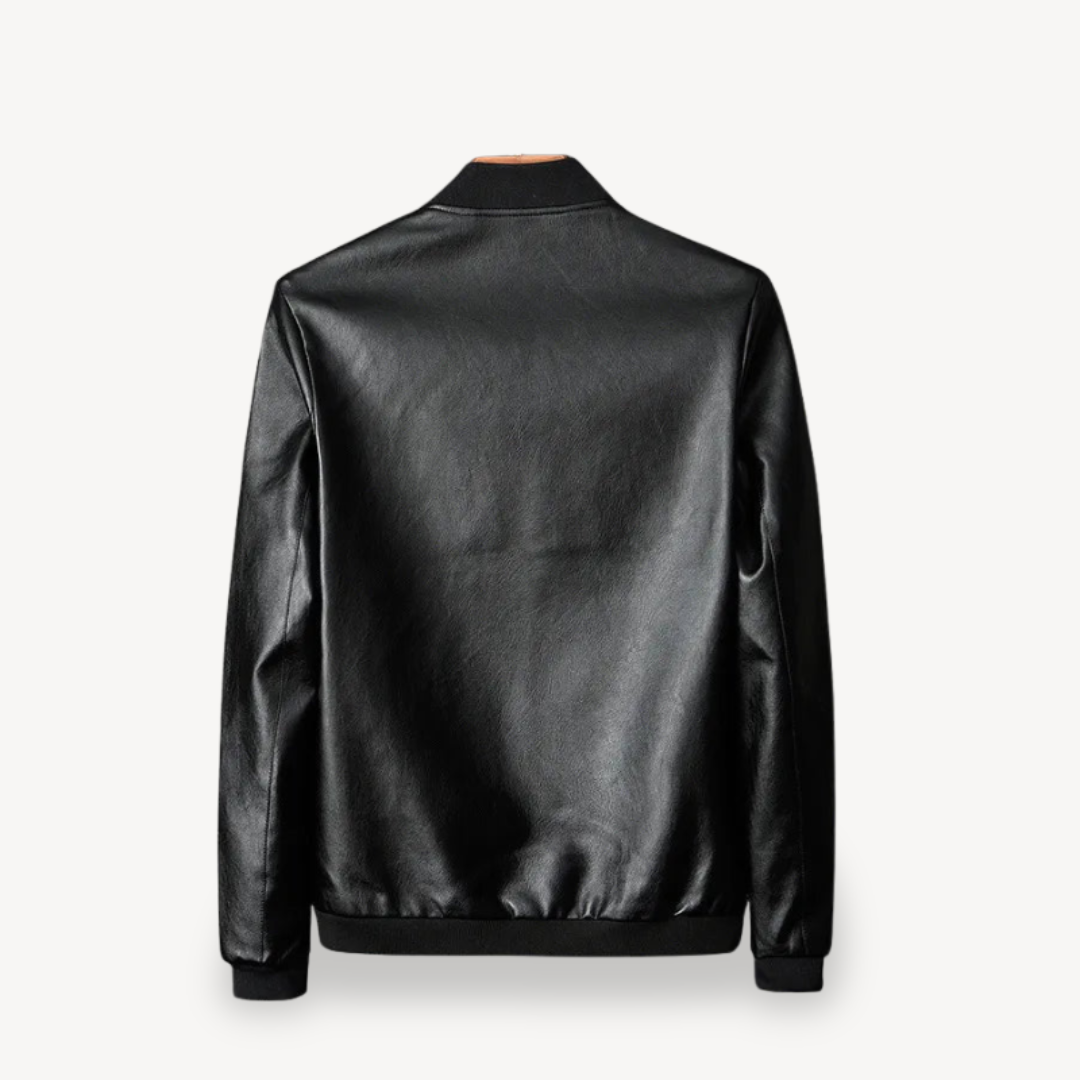 Men’s Faux Leather Bomber Jacket | Loravelle