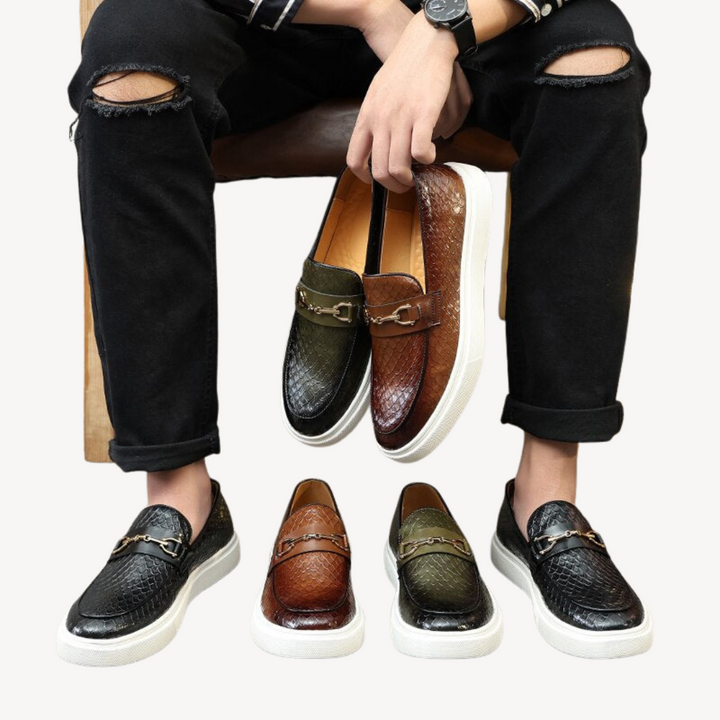 Men's Orthopedic Loafers with Crocodile Pattern | Loravelle