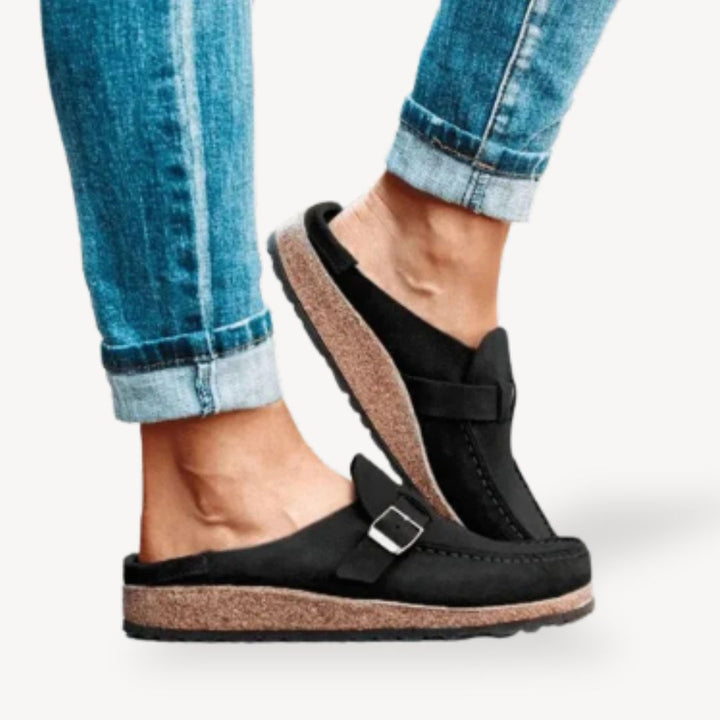 Women's Orthopedic Suede Comfort Buckle Slip-On Clogs | Loravelle