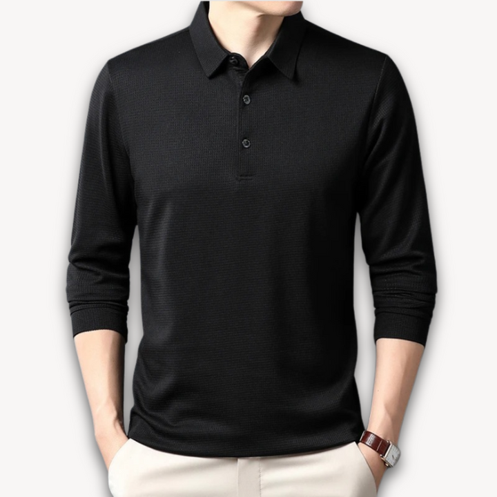 Loravelle | Men's Business Casual Polo T-Shirt - Comfortable Long Sleeve Summer Top