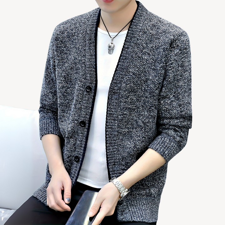 Men's Cardigan Sweater with Plaid Lining | Loravelle