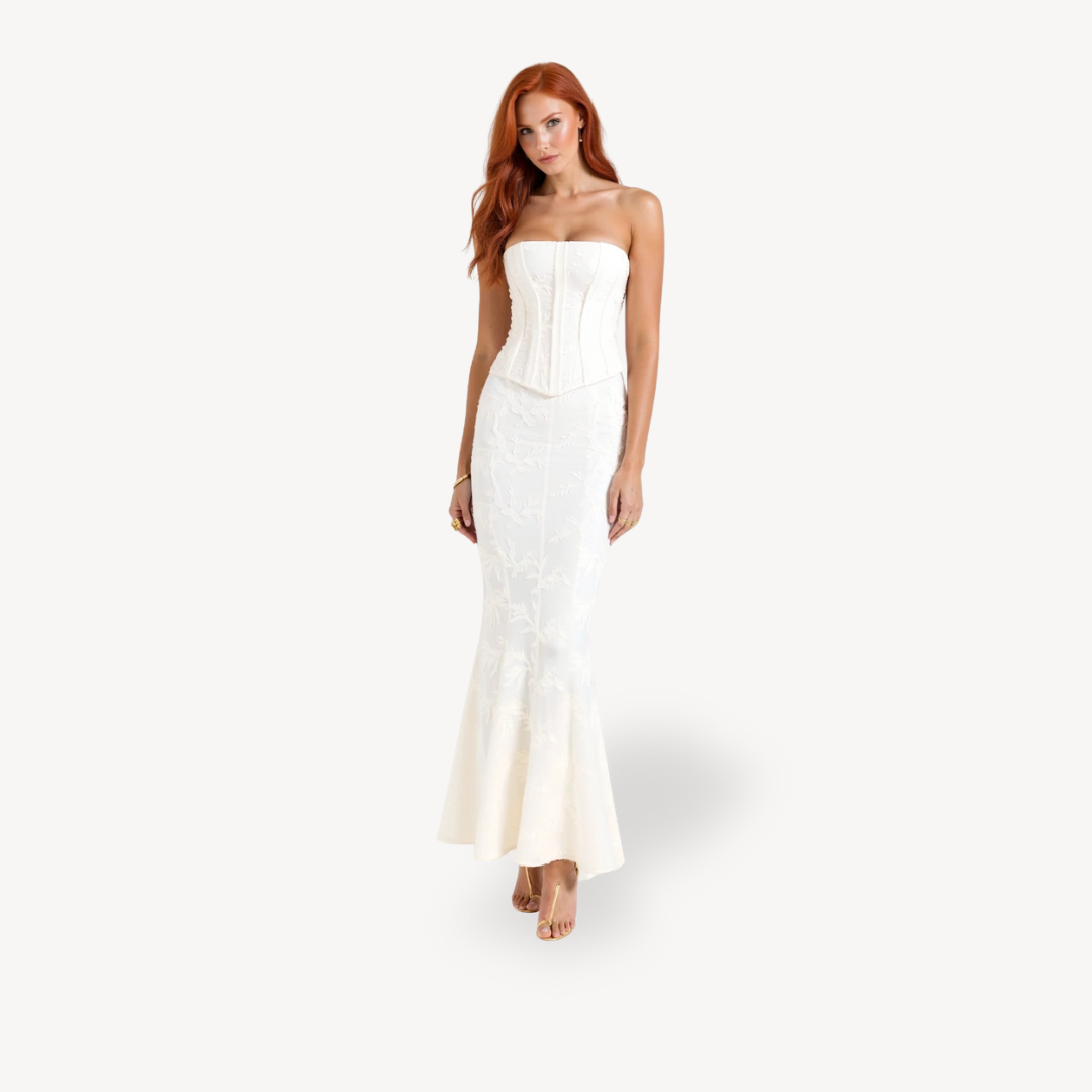 Women's Strapless Corset Maxi Dress Lace | Loravelle