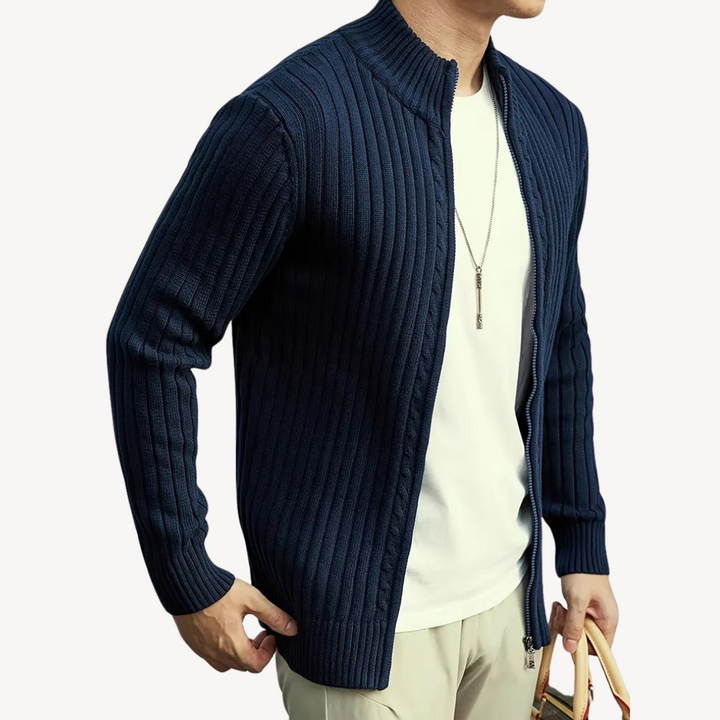 Ribbed Zip-Up Sweater for Men | Loravelle