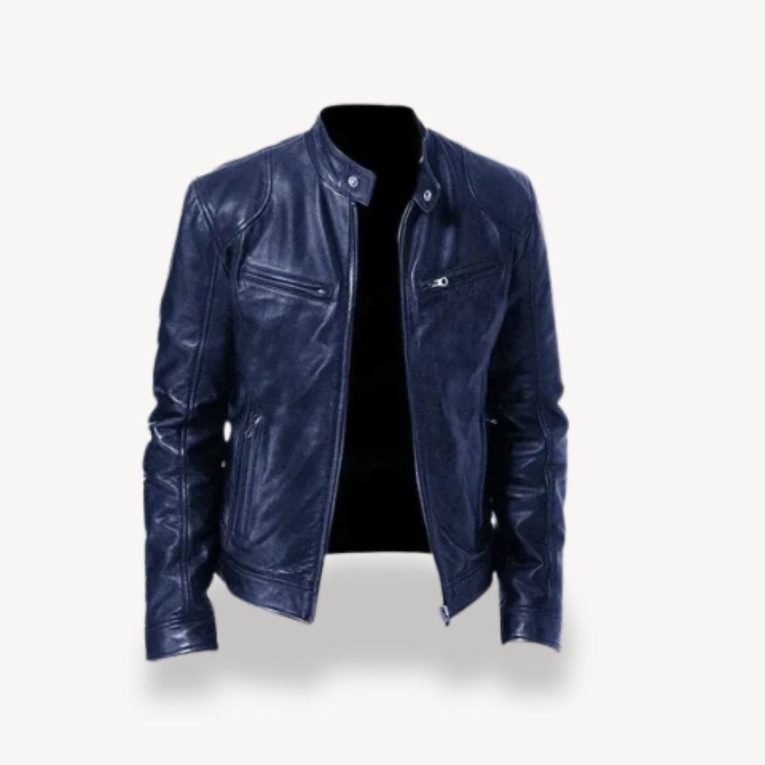 Men's Leather Zip-up Biker Jacket | Loravelle