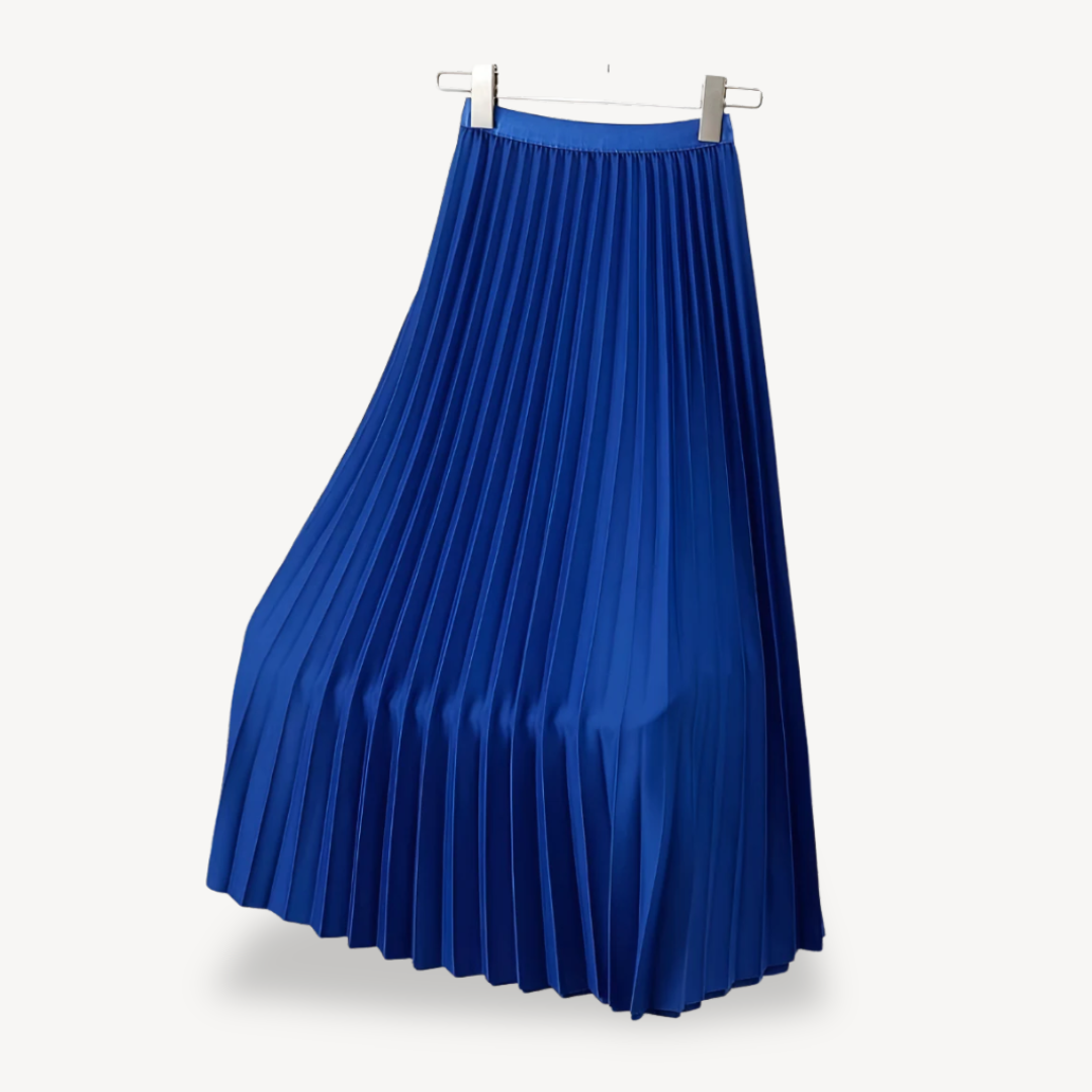 Satin Pleated Midi Skirt for Women | Loravelle