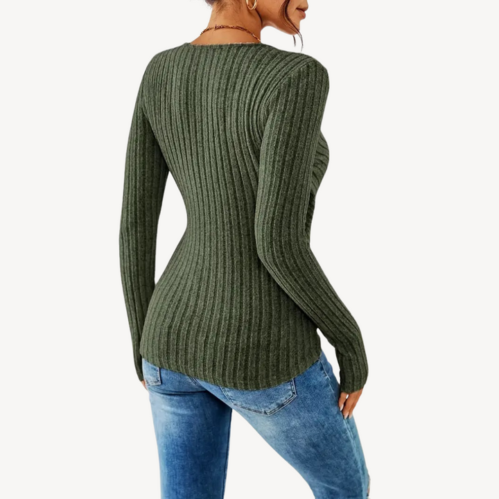 V-Neck Ribbed Top for Women | Loravelle