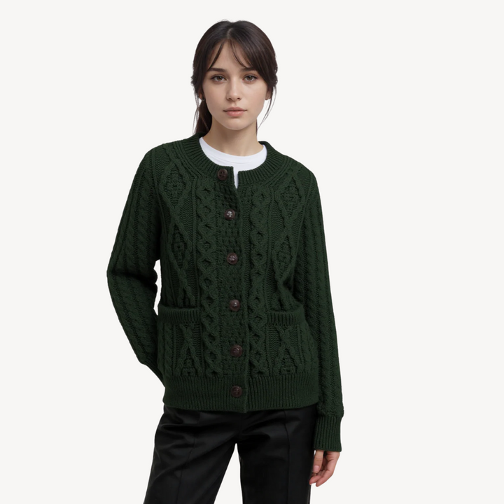 Wool Blend Cable Knit Cardigan for Women | Loravelle