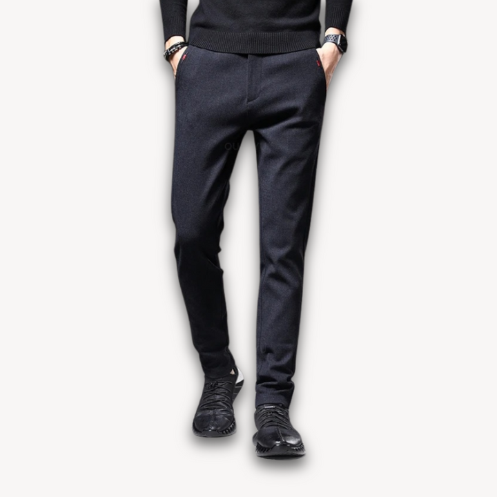 Loravelle | Men's Wool Blend Slim Fit Trousers - Casual Business Pants