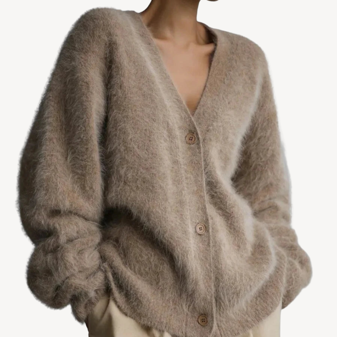 Women's Fluffy Cardigan Button Front| Loravelle