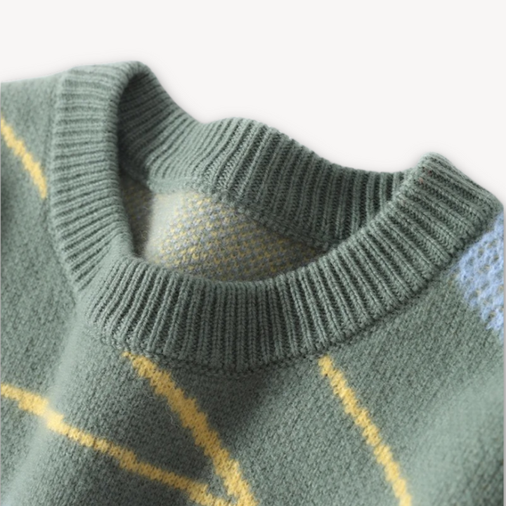 Loravelle | Men's Geometric Knit Sweater - Soft Cotton Blend- Casual Wear