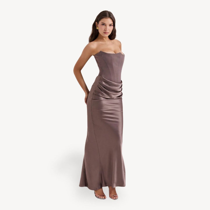 Strapless Satin Corset Gown Women's Dress | Loravelle