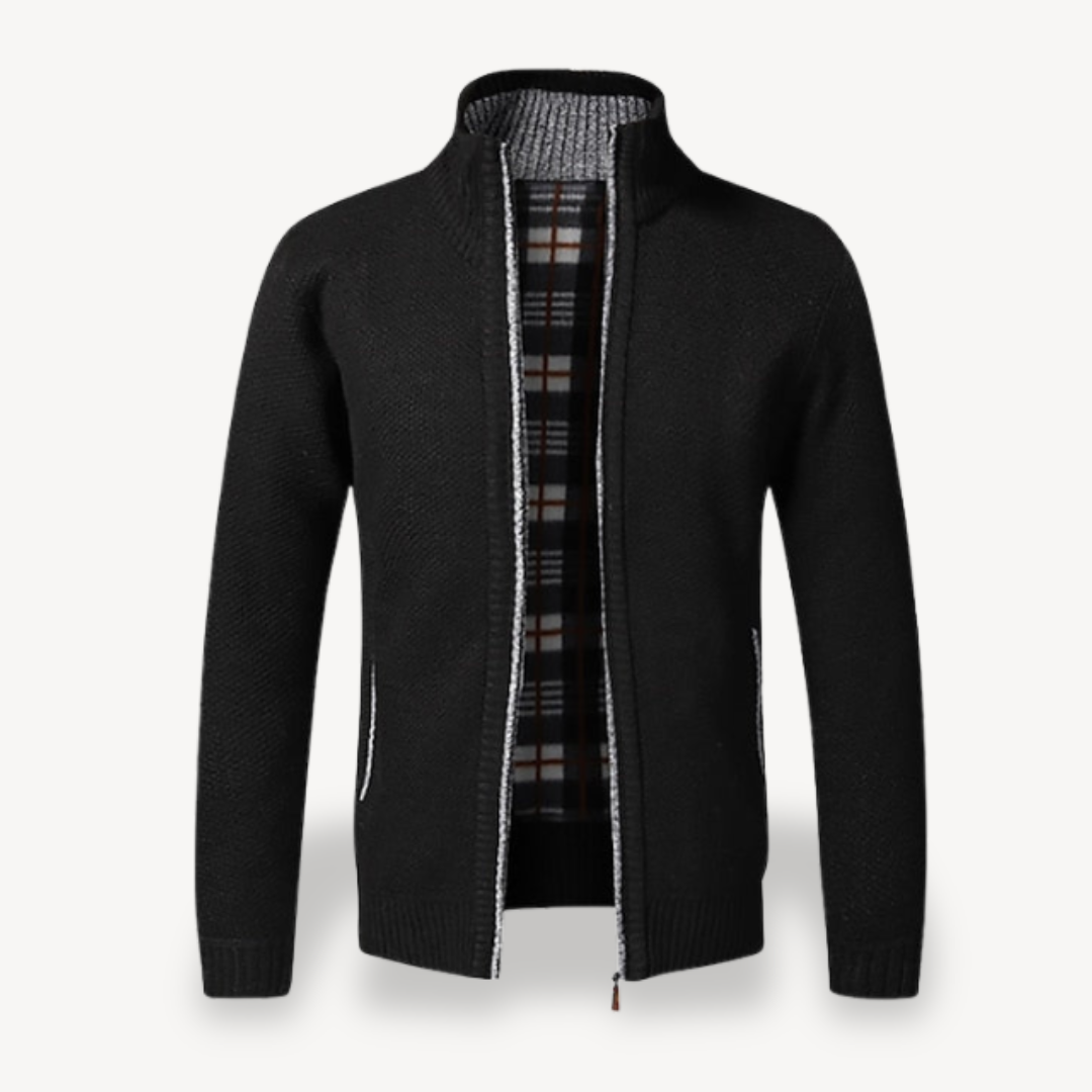 Men's Knitted Fleece Lined Zip Cardigan Sweater | Loravelle