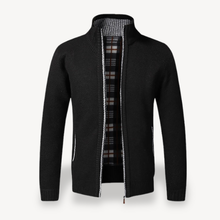 Men's Knitted Fleece Lined Zip Cardigan Sweater | Loravelle