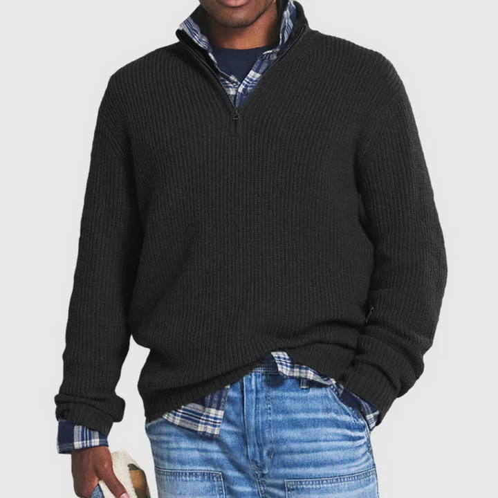 Men’s Half-Zip Cotton Sweater | Loravelle