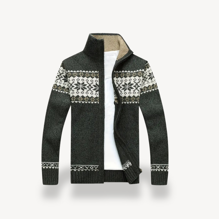 Nordic Knit Full-Zip Sweater Men | Loravelle