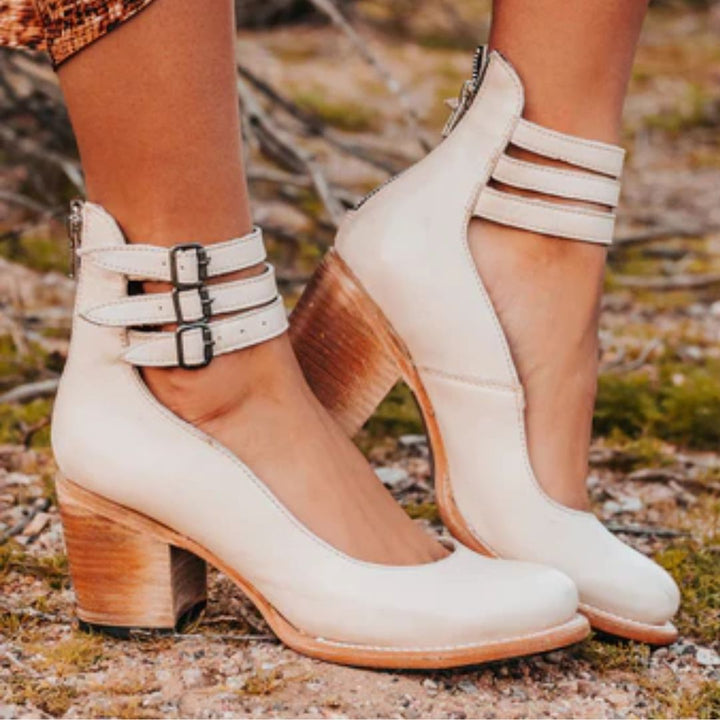 Women's Ankle Strap Orthopedic Block Heel Pumps | Loravelle