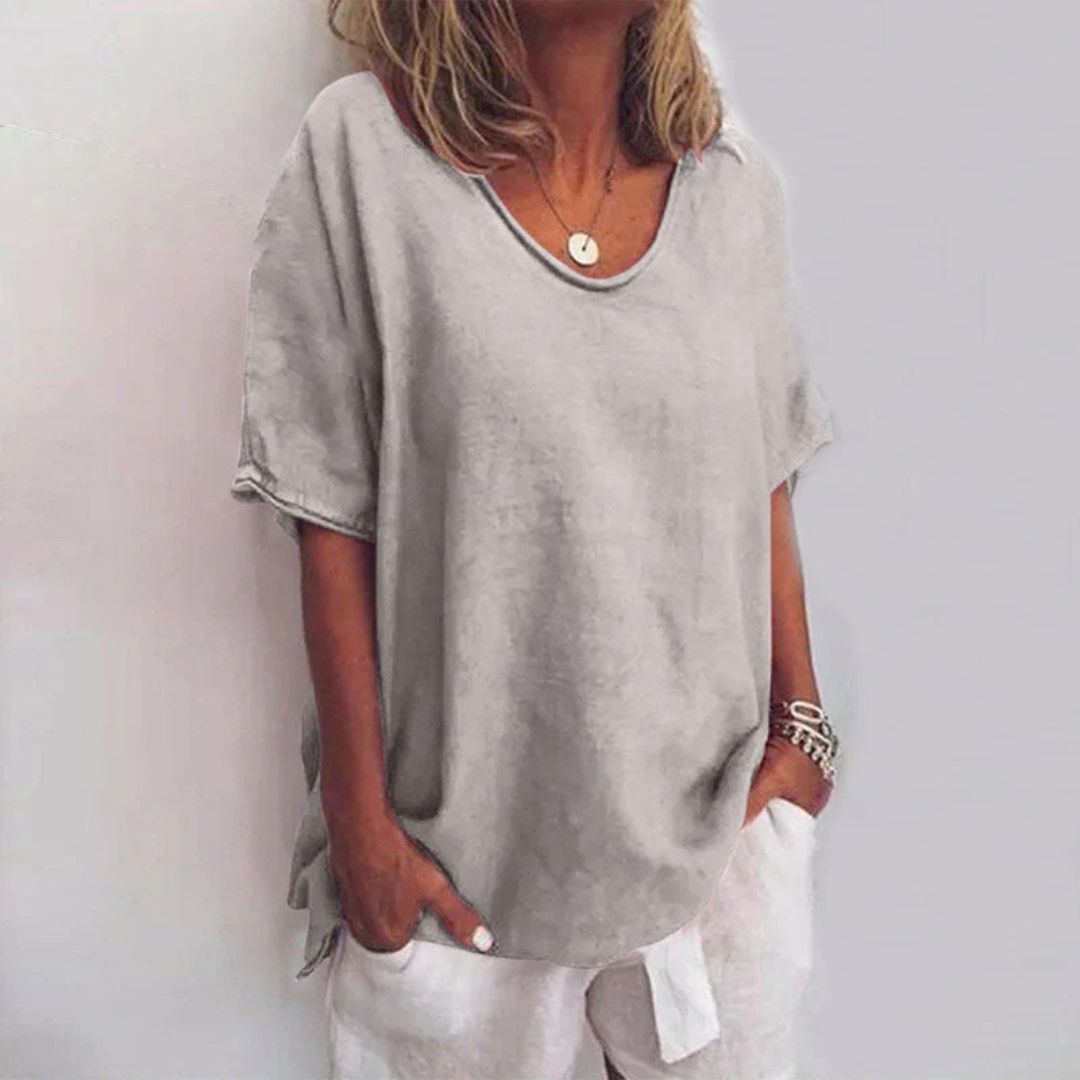 Women's Loose Linen Blend T-Shirt | Loravelle
