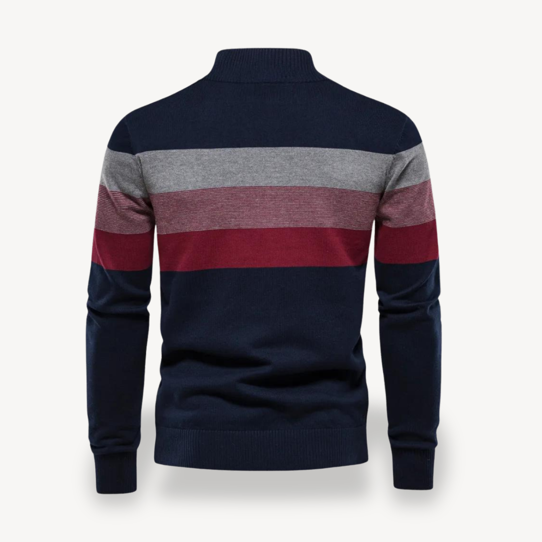 Men's Color Block Quarter Zip Sweater | Loravelle