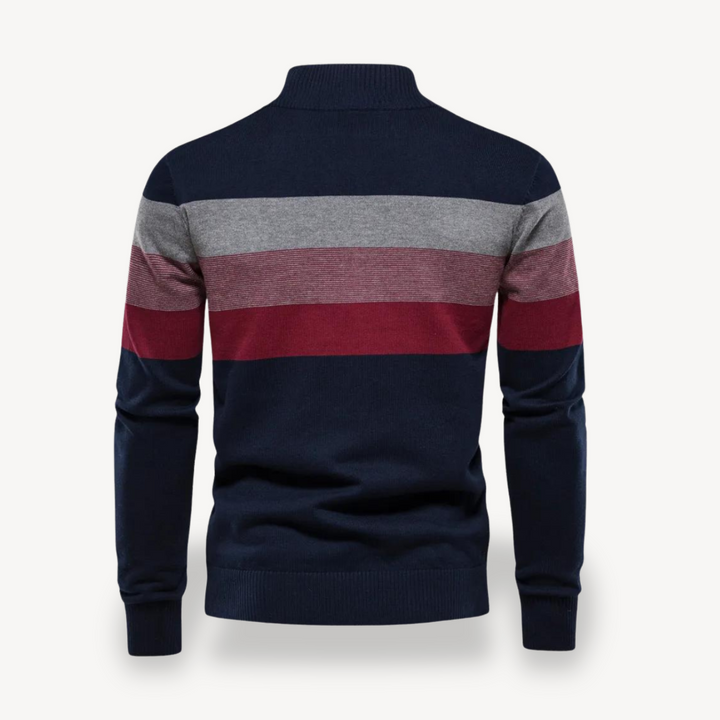 Men's Color Block Quarter Zip Sweater | Loravelle