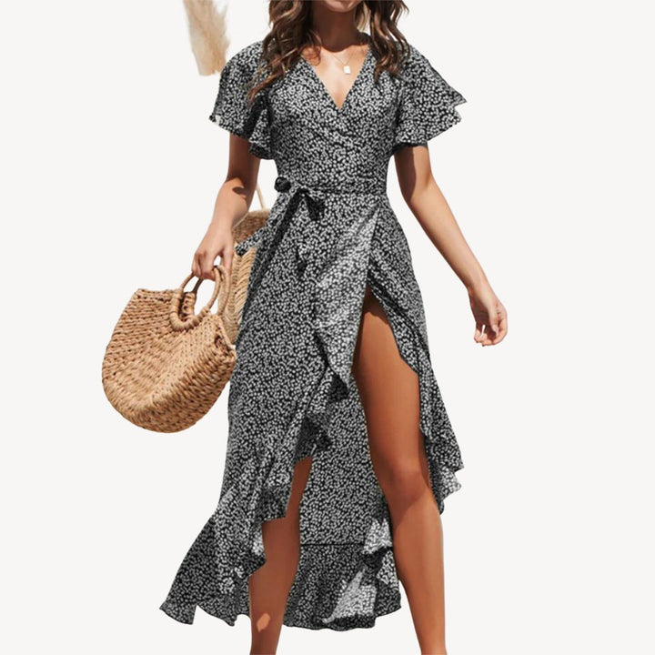 Floral Print Wrap Midi Dress Women | Loravelle