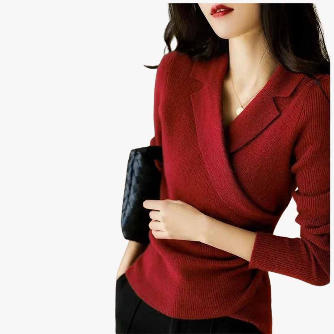 Women's Knit Wrap V-Neck Sweater | Loravelle