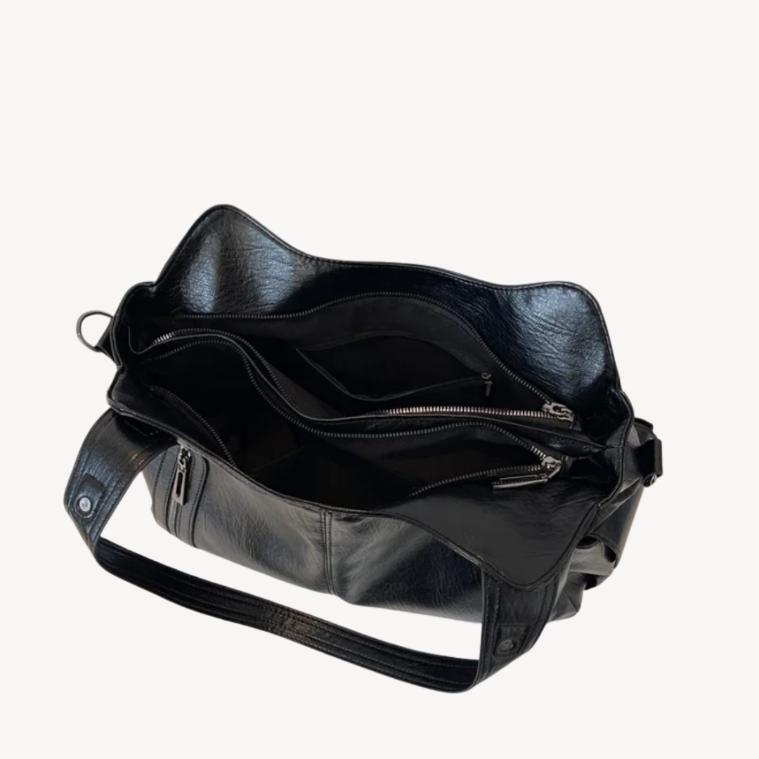 Women's Zippered Shoulder Bag Leather Tote Bag | Loravelle