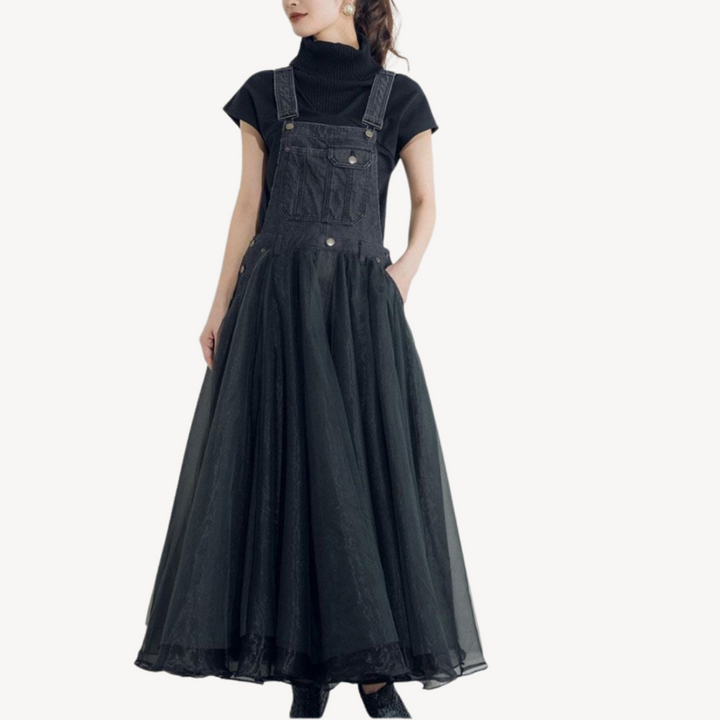 Women's Denim Overall Maxi Dress | Loravelle