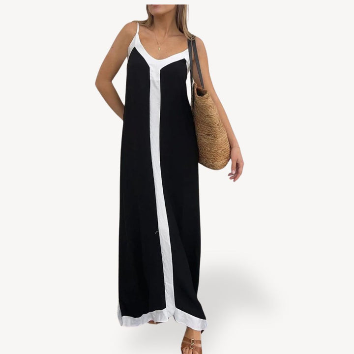 Women's Contrast Trim Maxi Slip Dress | Loravelle
