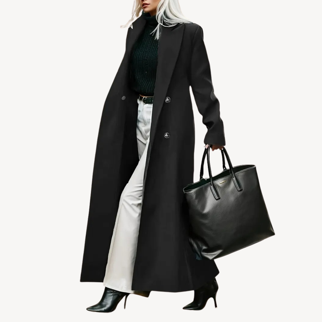 Women's Double-Breasted Long Coat | Loravelle