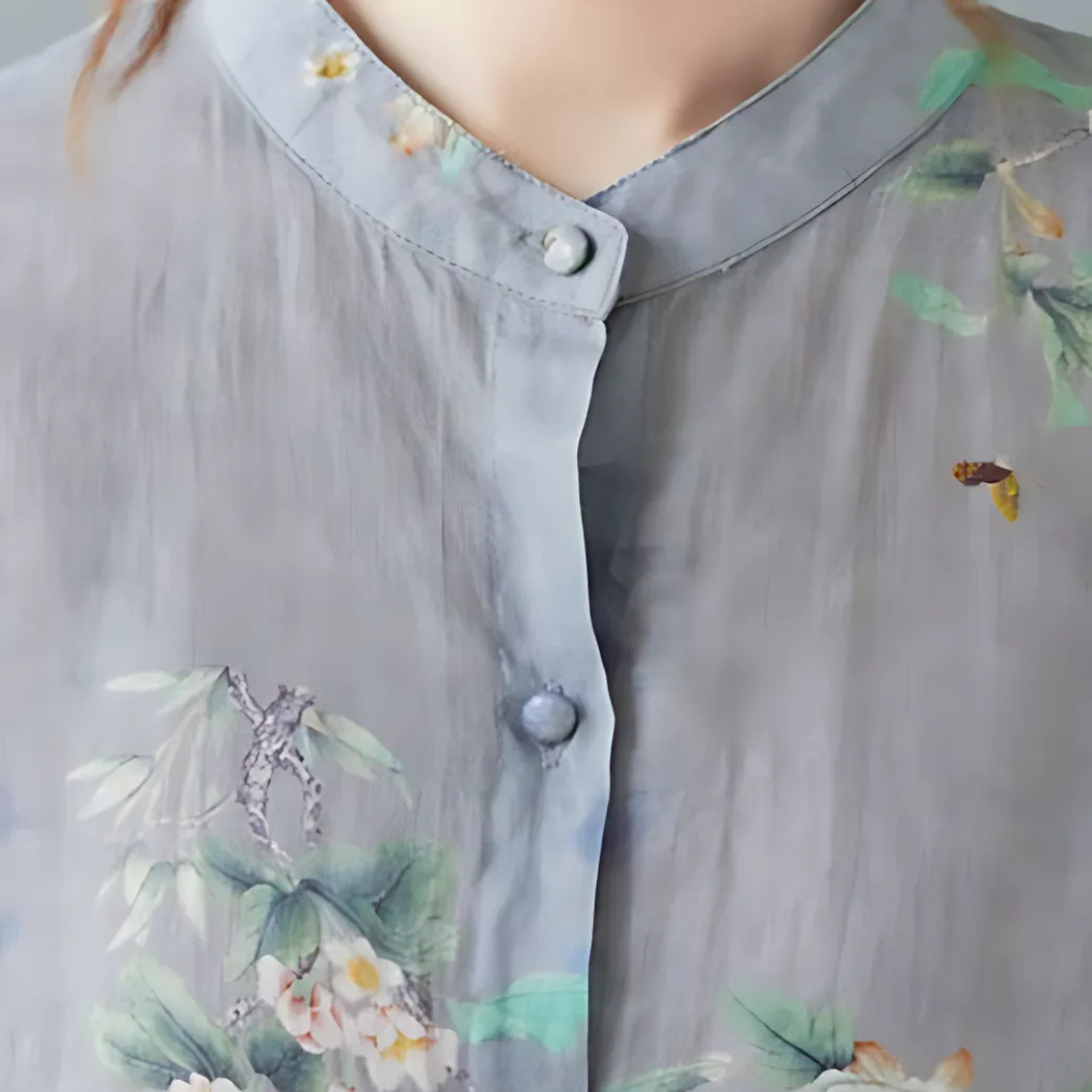 Women's Floral Linen Blend Button Shirt | Loravelle