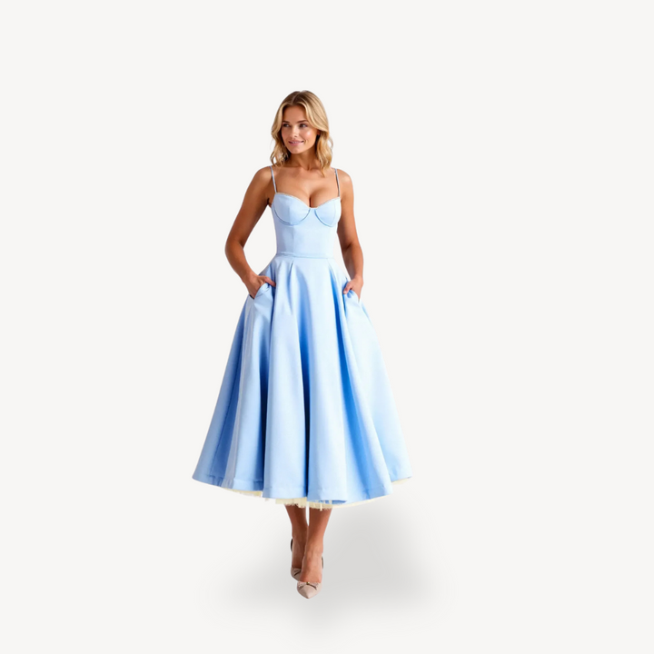Women's A-Line Midi Dress Cotton Pockets | Loravelle