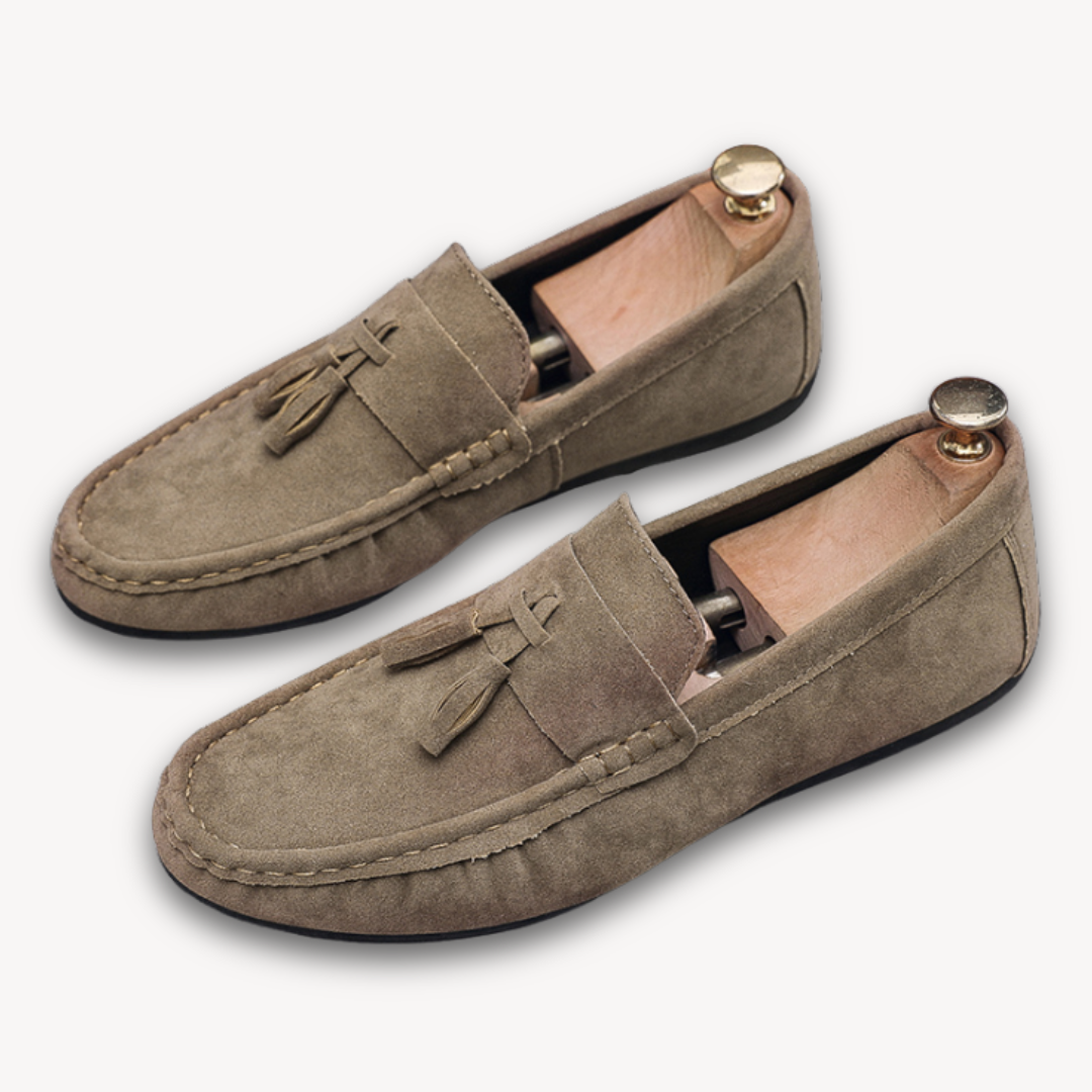 Loravelle | Men's Tassel Suede Loafers - Stylish Casual Shoes for Adults