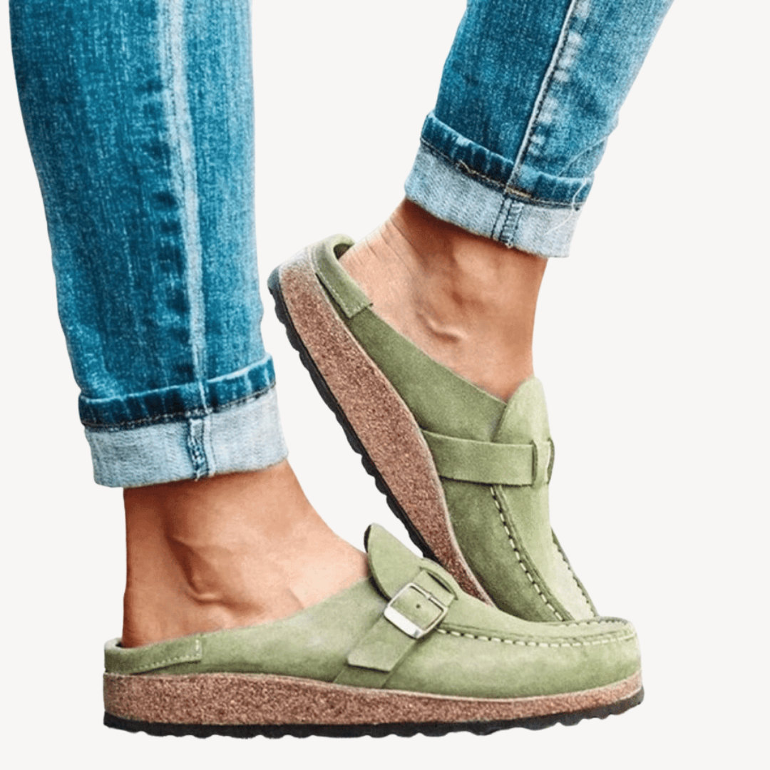 Women's Suede Buckle Orthopedic Slippers | Loravelle