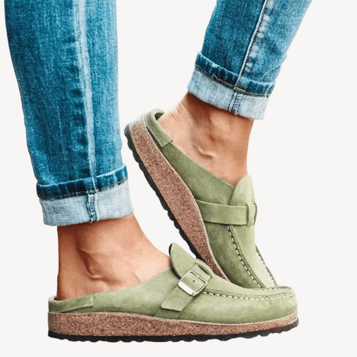 Women's Suede Buckle Orthopedic Slippers | Loravelle
