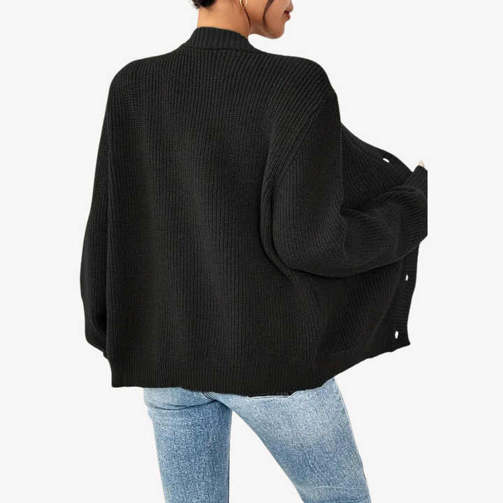 Women's V-Neck Drop Shoulder Cardigan Sweater | Loravelle