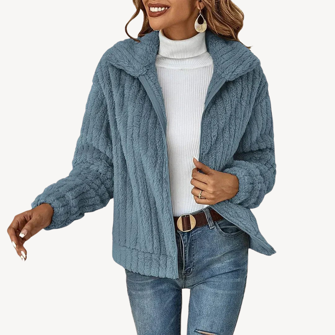 Women's Plush Fleece Zip-Up Cardigan | Loravelle