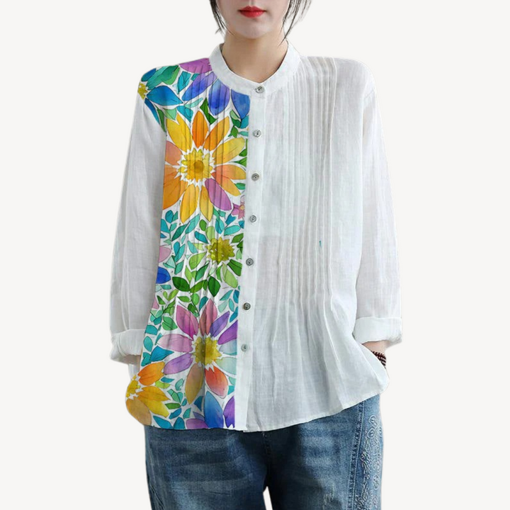 Women's Pleated Linen Blouse | Loravelle