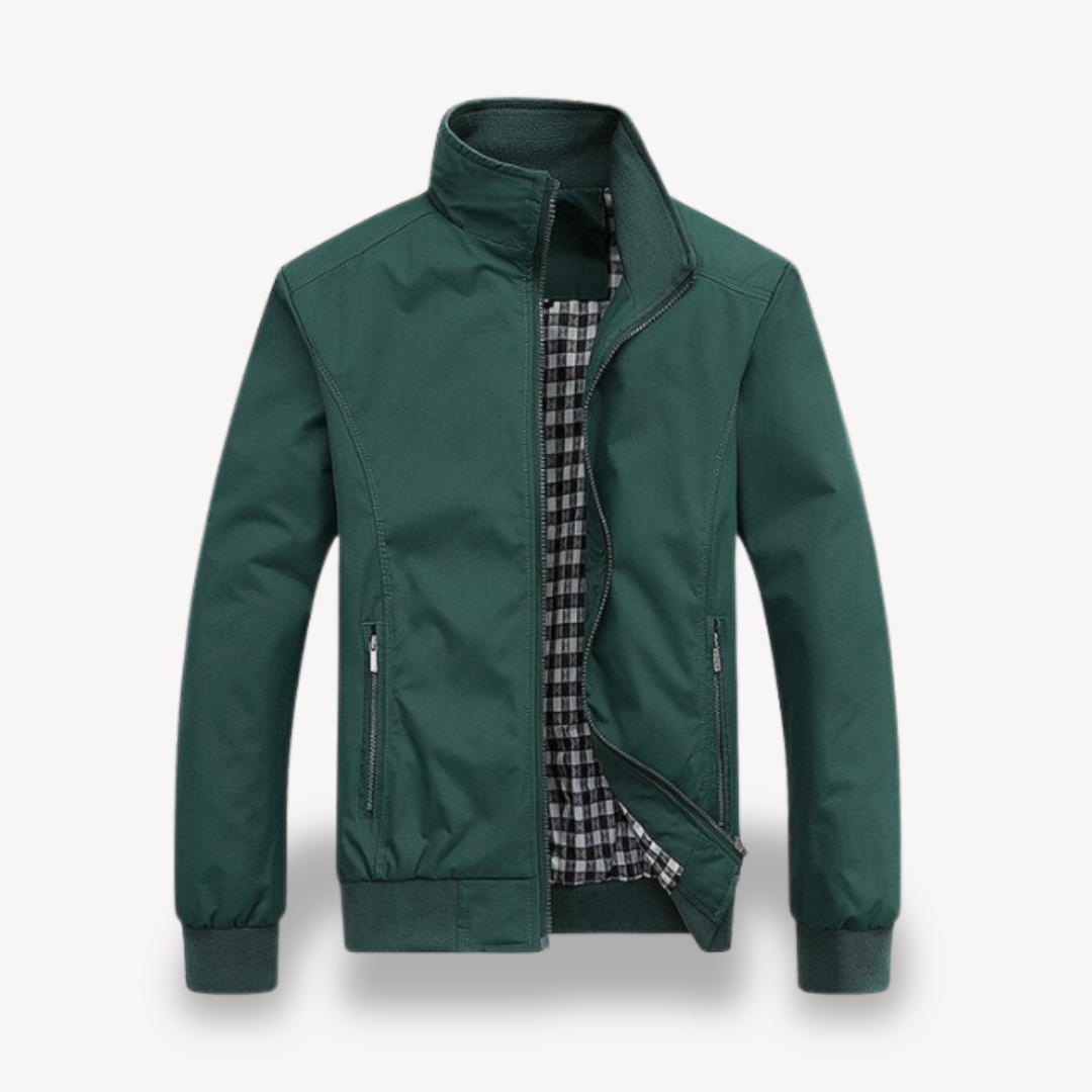 Men's Zip-Up Bomber Jacket with Check Lining | Loravelle