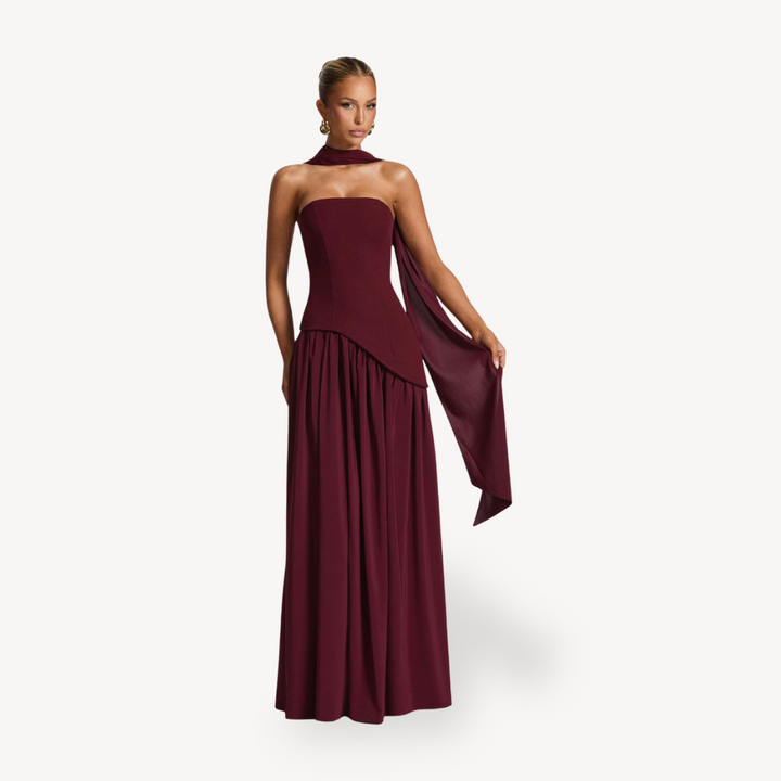 Women's Strapless Slit Maxi Dress | Loravelle