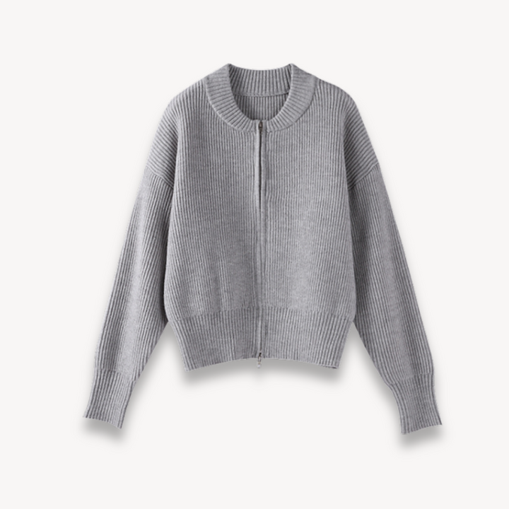 Loravelle | Relaxed Zip-Up Knit Cardigan for Women