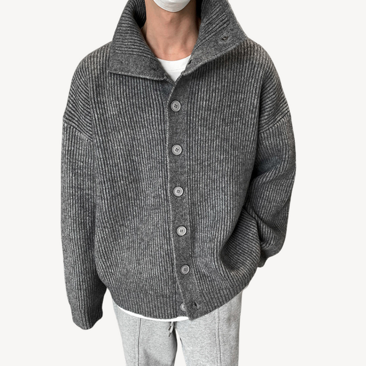 Ribbed Knit Button Cardigan for Men | Loravelle