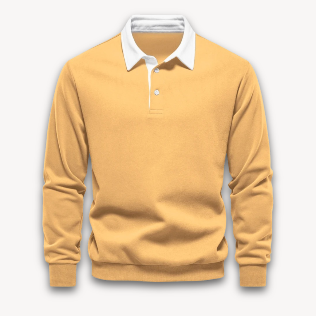 Loravelle | Men's Long-Sleeve Polo Sweater - 100% Cotton - Casual Wear