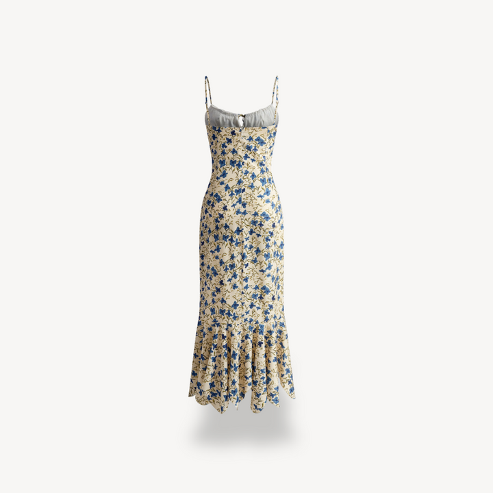 Women’s Blue and Beige Floral Maxi Dress | Loravelle